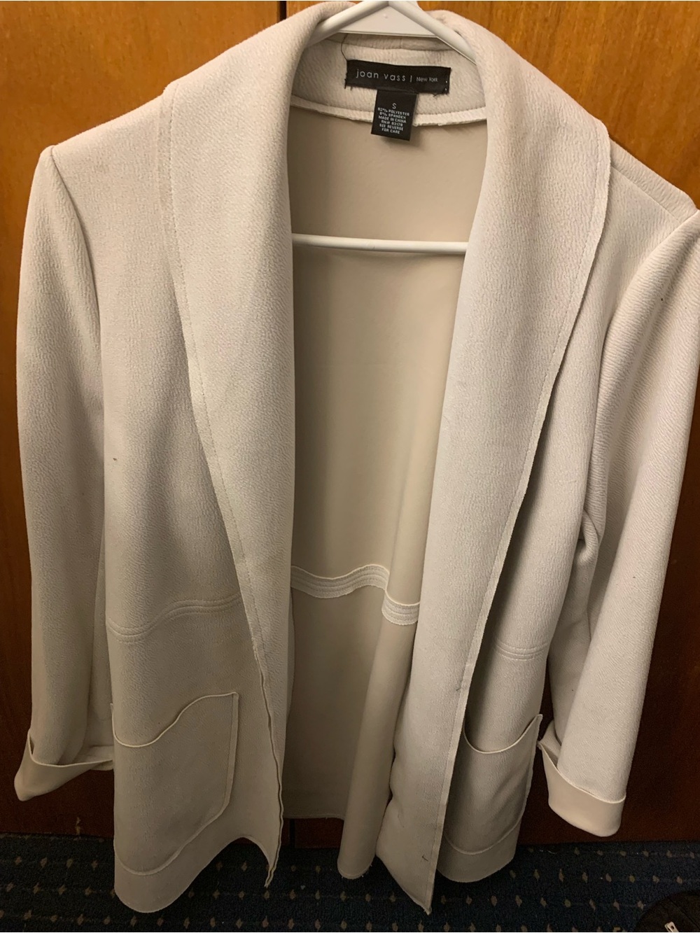 Joan Vass Light Cream Open-Front Blazer Jacket